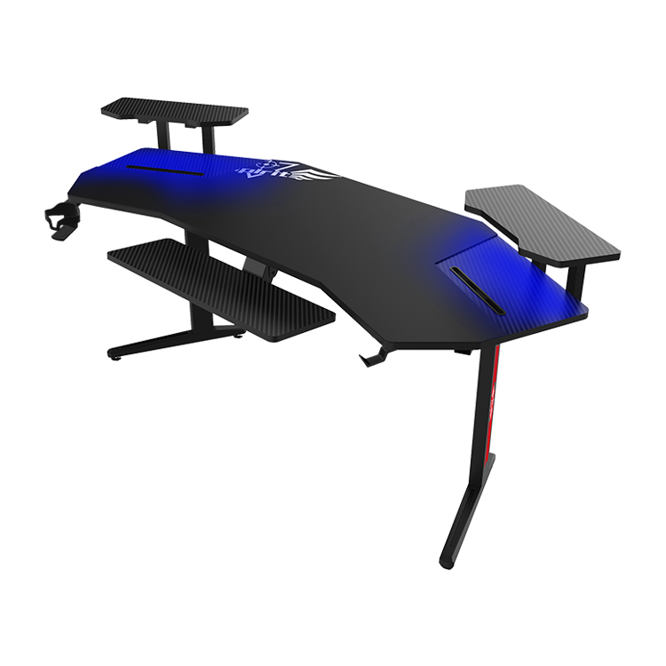 Esports In Gaming - 70インチ大型RGB LEDライト搭載eスポーツコンピューターゲーミングデスク、ブラックメタルコーナーPCゲーマーデスク（デスクトップRGB LEDライト付き）